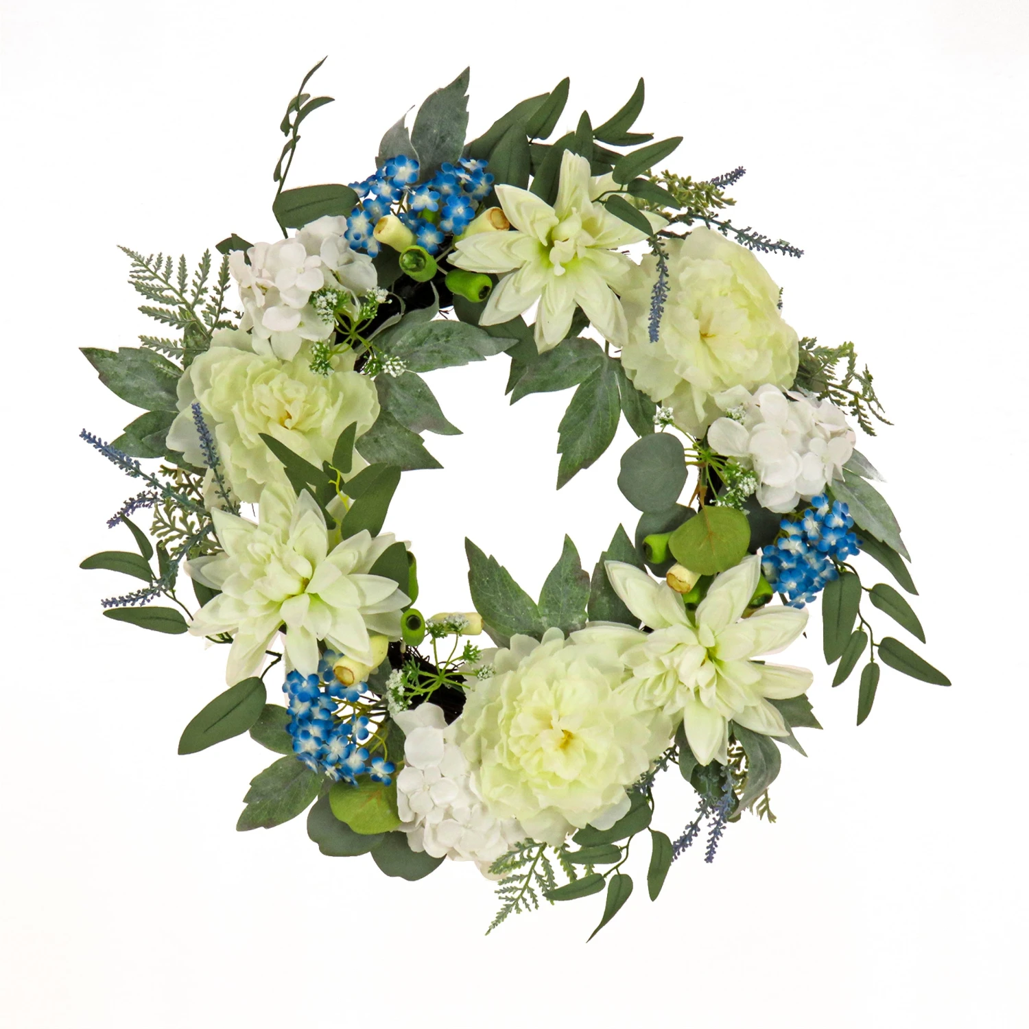 24 In. Spring Wreath With Dahlia, Peony, And Hydrangea Blooms 1 24 In. Spring Wreath With Dahlia, Peony, And Hydrangea Blooms
