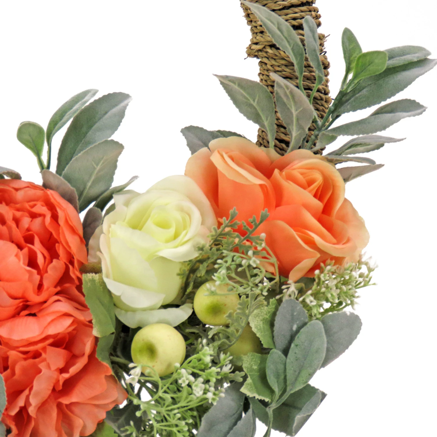 20 In. Spring Hoop Wreath With Peony, Rose, And Lamb's Ear Flower Blooms 3 20 In. Spring Hoop Wreath With Peony, Rose, And Lamb's Ear Flower Blooms - Image 3