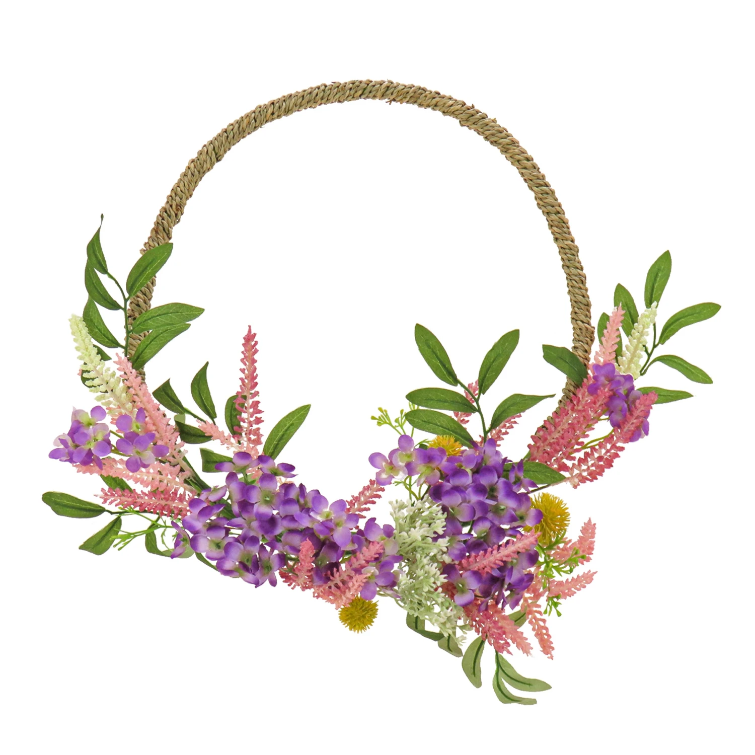 16 In. Spring Hoop Wreath With Lavender And Blossom 1 16 In. Spring Hoop Wreath With Lavender And Blossom