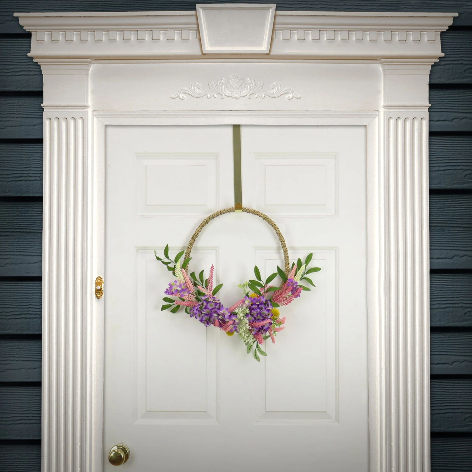 16 In. Spring Hoop Wreath With Lavender And Blossom 2 16 In. Spring Hoop Wreath With Lavender And Blossom - Image 2