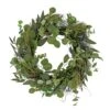 22 In. Spring Wreath With Eucalyptus Leaves, Baby's Breath, Flowing Green Stems