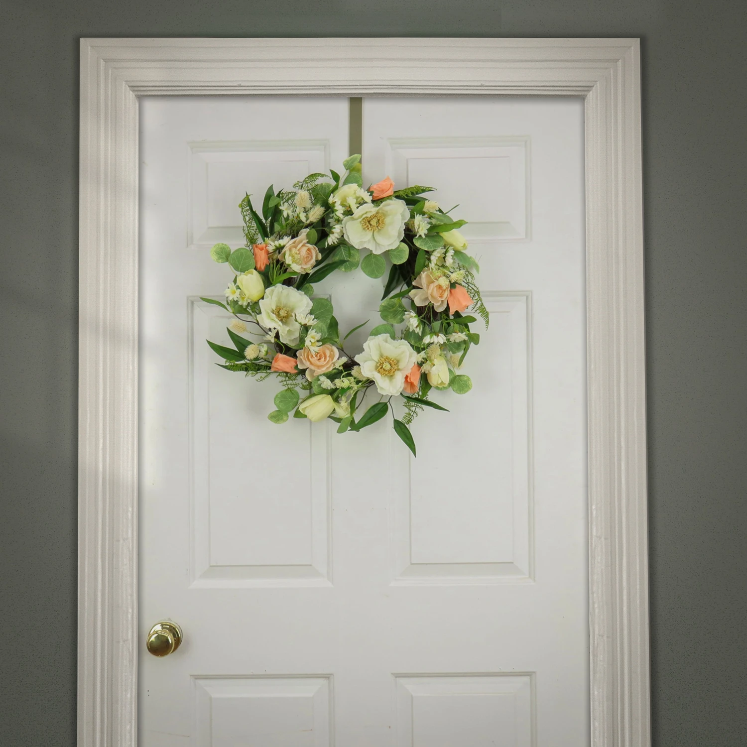 22 In. Spring Wreath With Tulip, Poppy, And Buttercup Blooms 2 22 In. Spring Wreath With Tulip, Poppy, And Buttercup Blooms - Image 2