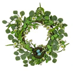 20 In. Easter Wreath Decorated With Spring Blooms And Pastel Eggs