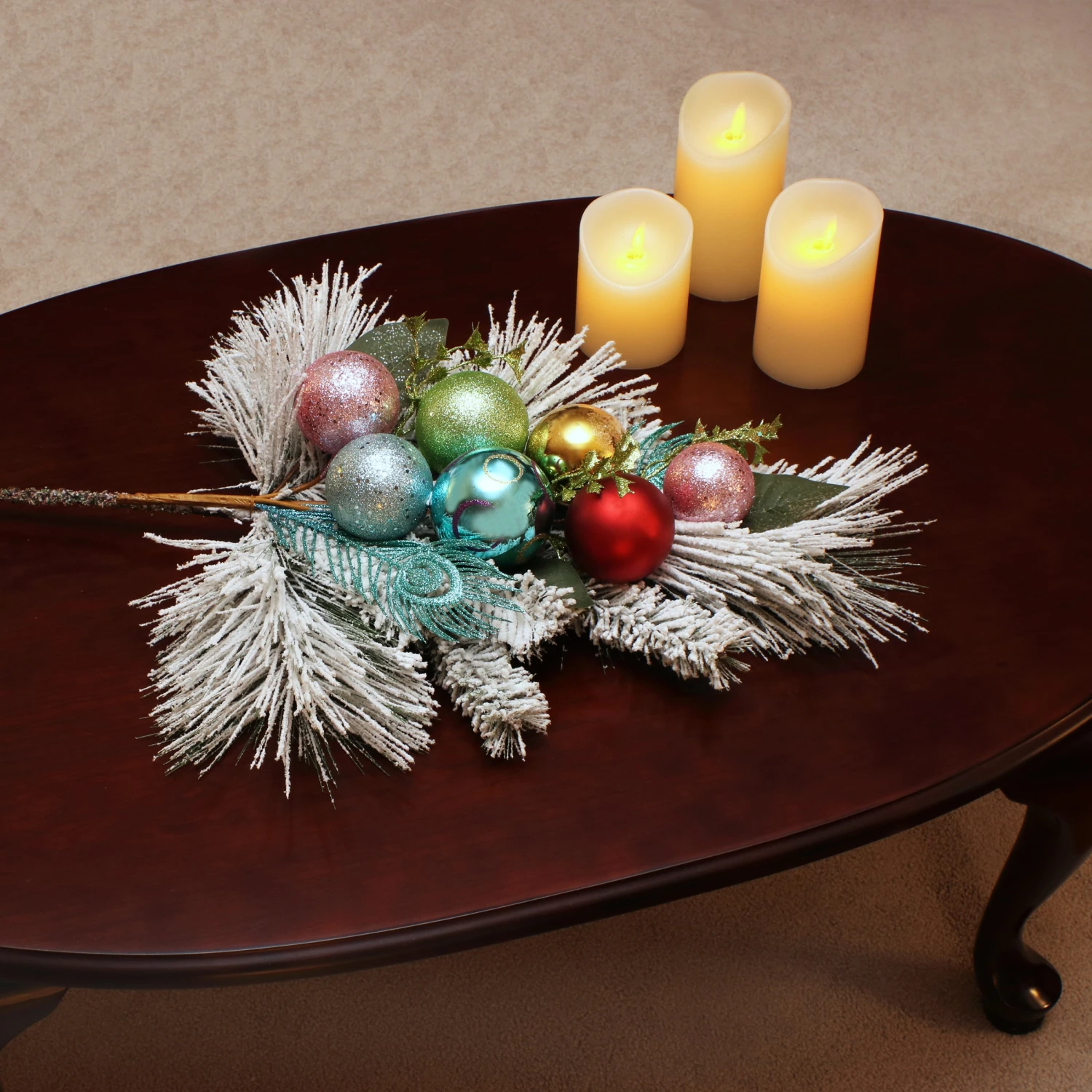 29 In. Snowy Pine Decorated Branch Spray With Snow Covered Bristles, Gold Sprouts 2 29 In. Snowy Pine Decorated Branch Spray With Snow Covered Bristles, Gold Sprouts - Image 2