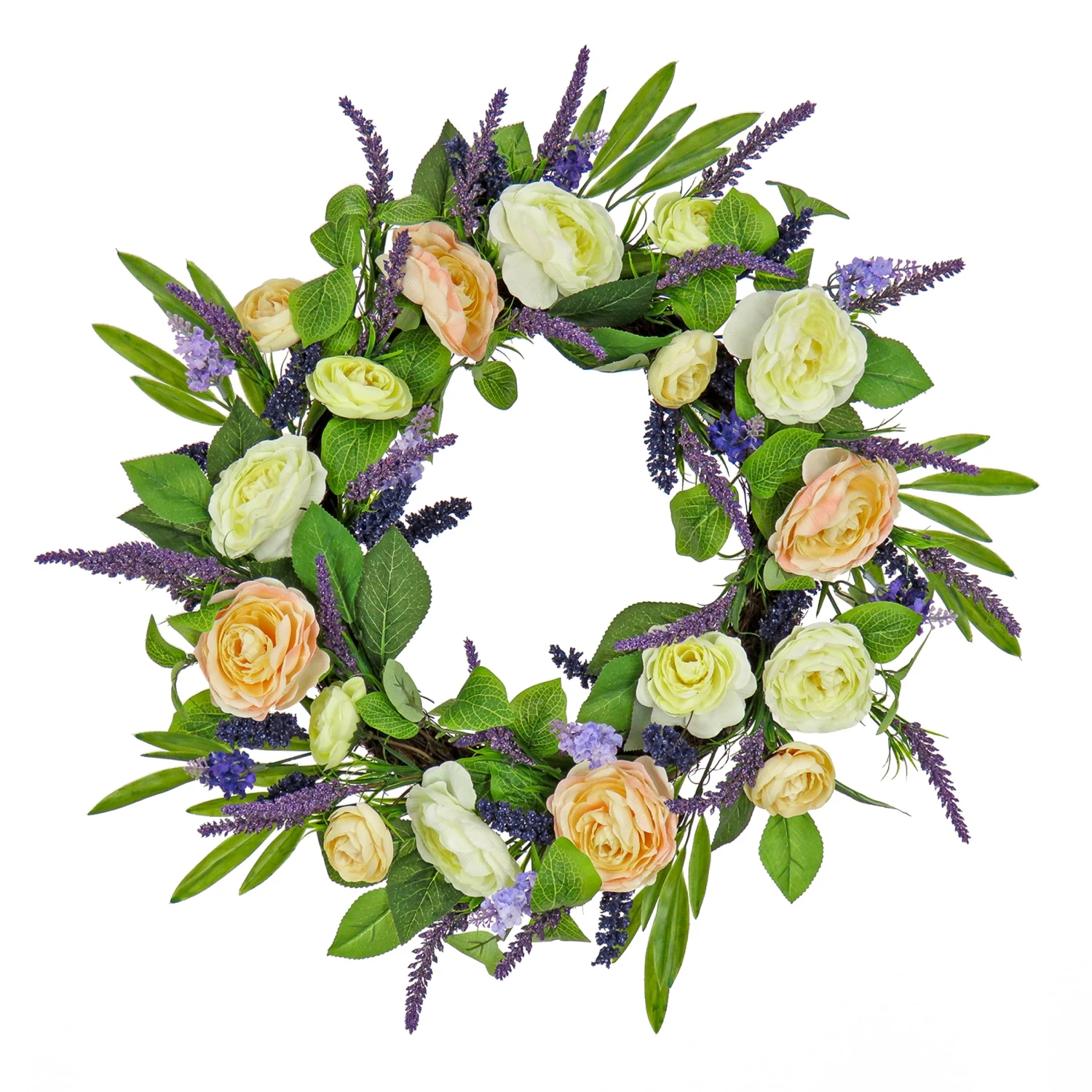 24 In. Spring Wreath With Ranunculus And Astilbe Flower Blooms 1 24 In. Spring Wreath With Ranunculus And Astilbe Flower Blooms