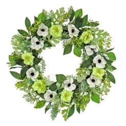 24 In. Spring Wreath With Rose And Anemone Blooms