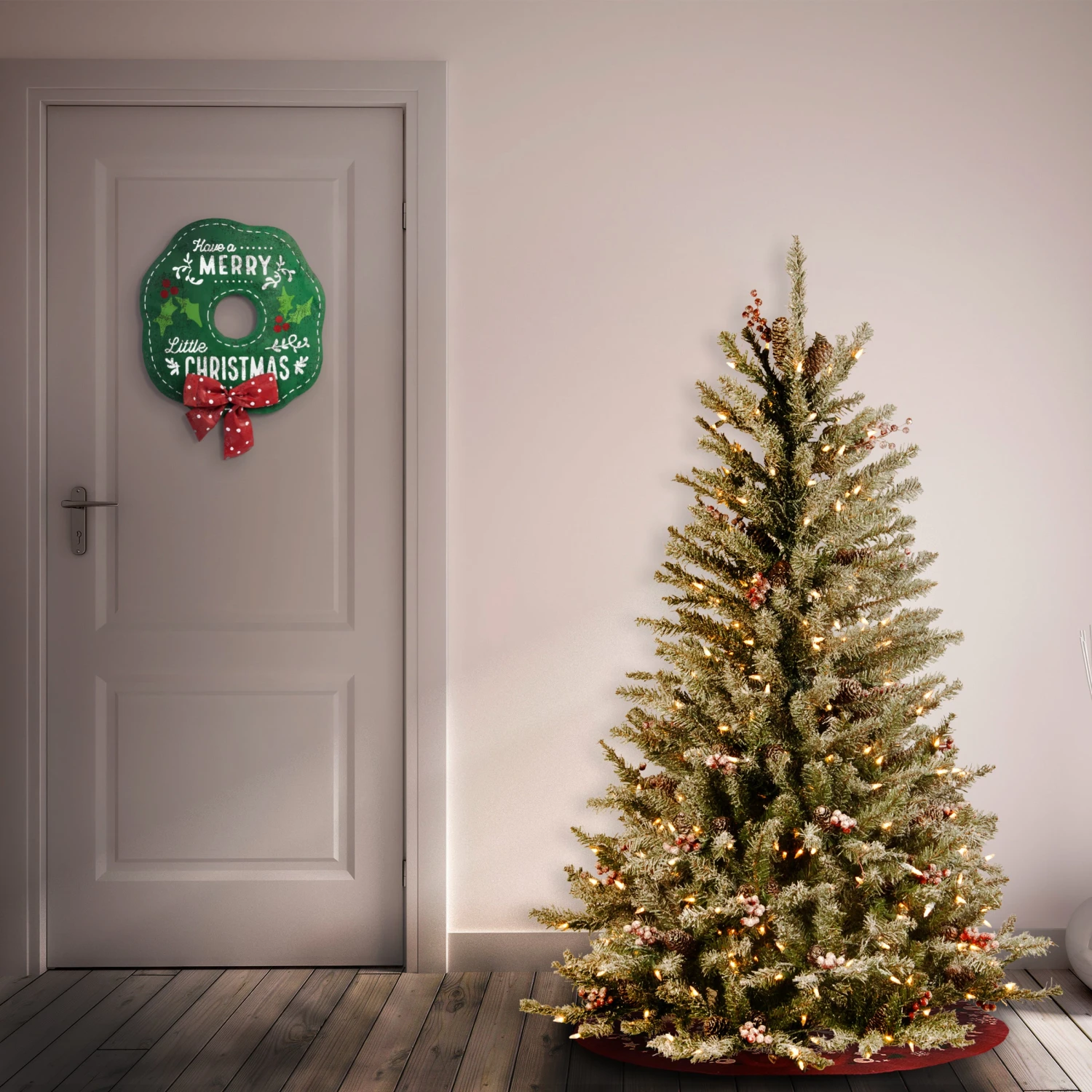 4.5 Ft. Pre-Lit Dunhill Fir Slim Tree With Clear Lights 4 4.5 Ft. Pre-Lit Dunhill Fir Slim Tree With Clear Lights - Image 4