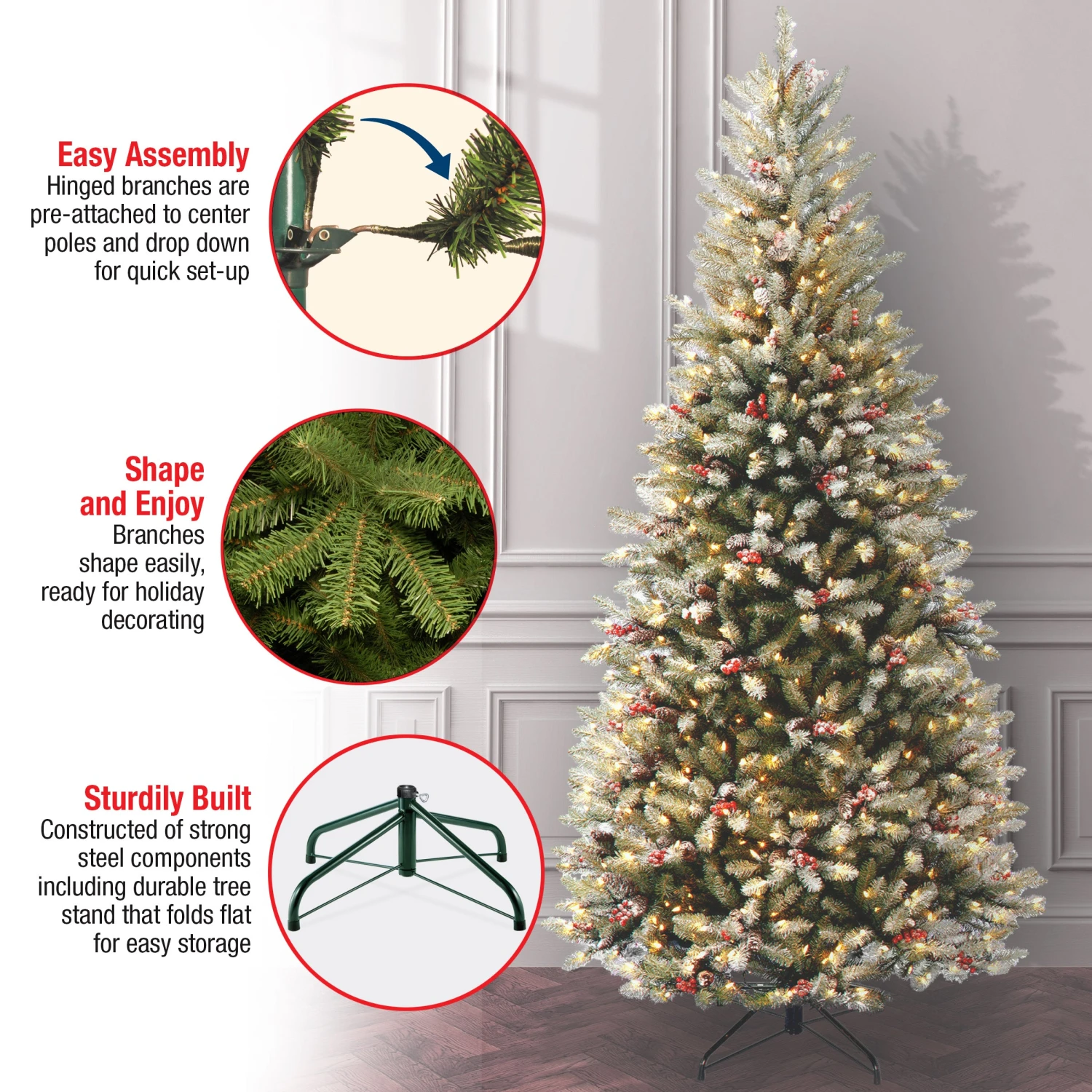 7.5 Ft. Pre-Lit Dunhill Fir Slim Tree With Clear Lights 7 7.5 Ft. Pre-Lit Dunhill Fir Slim Tree With Clear Lights - Image 7