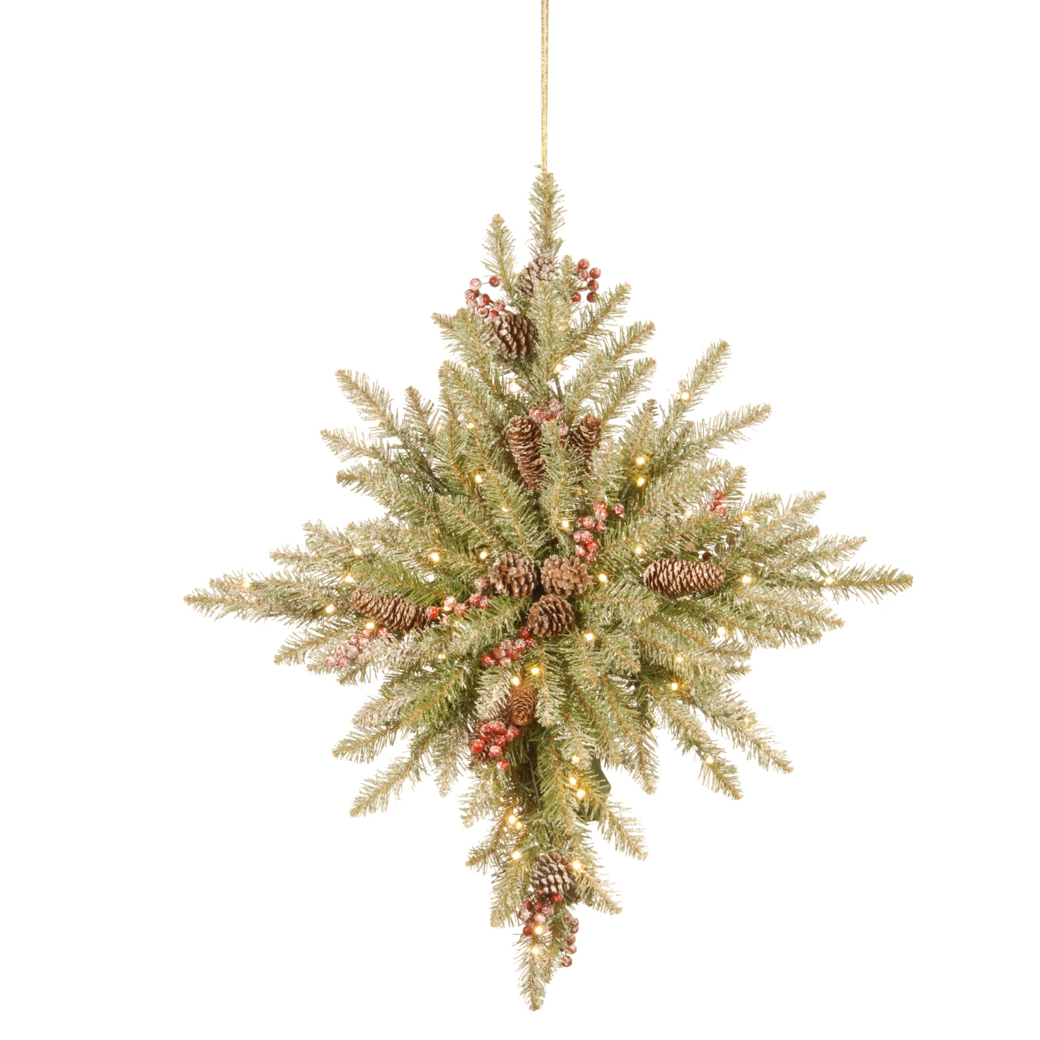 32 In. Pre-Lit Snowy Dunhill Fir Bethlehem Star Wreath With LED Lights 1 32 In. Pre-Lit Snowy Dunhill Fir Bethlehem Star Wreath With LED Lights