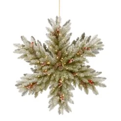 32 In. Pre-LitDunhill Fir Double-Sided Flocked Snowflake With LED Lights
