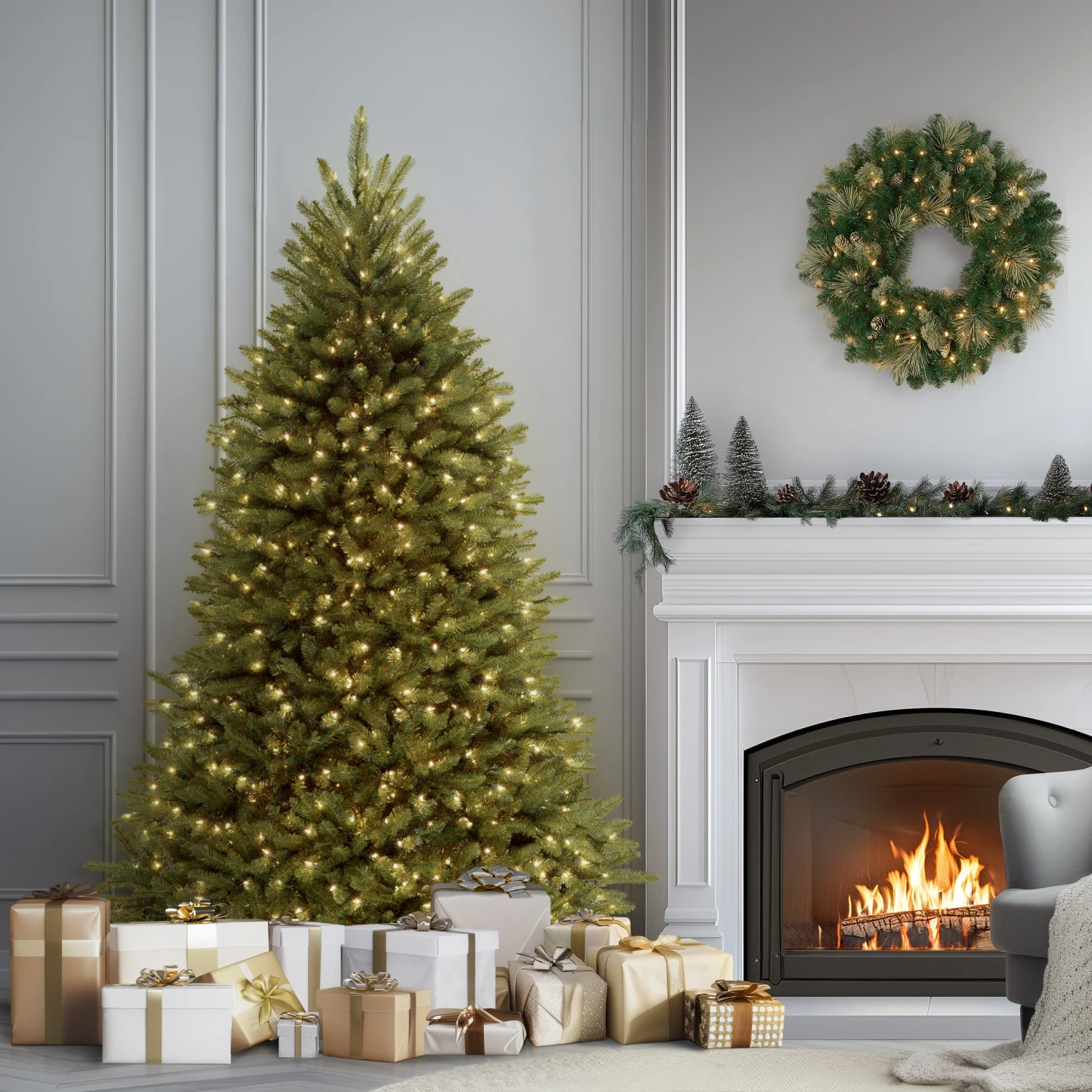 7 Ft. Pre-Lit Dunhill Fir Tree With PowerConnect Clear Lights 2 7 Ft. Pre-Lit Dunhill Fir Tree With PowerConnect Clear Lights - Image 2