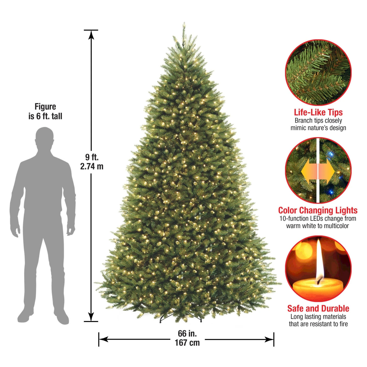 9 Ft. Pre-Lit Dunhill Fir Tree With PowerConnectDual Color LED Lights 10 9 Ft. Pre-Lit Dunhill Fir Tree With PowerConnectDual Color LED Lights - Image 10