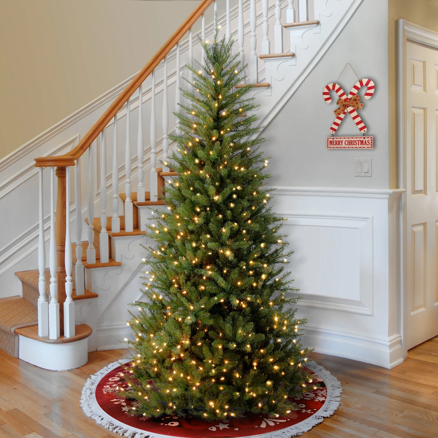 6.5 Ft. Pre-Lit Dunhill Fir Slim Tree With Clear Lights 7 6.5 Ft. Pre-Lit Dunhill Fir Slim Tree With Clear Lights - Image 7