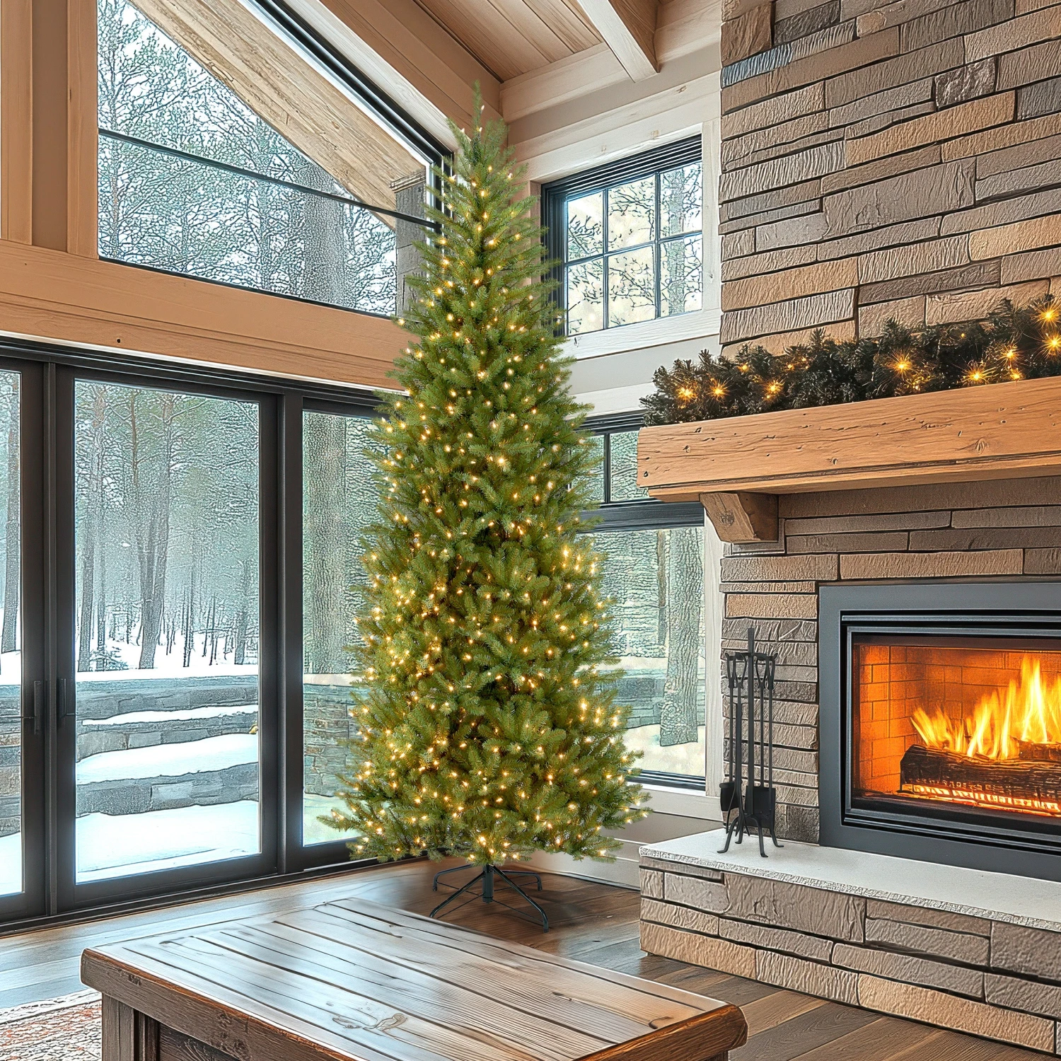 9 Ft. Pre-Lit Dunhill Fir Slim Tree With Clear Lights 2 9 Ft. Pre-Lit Dunhill Fir Slim Tree With Clear Lights - Image 2