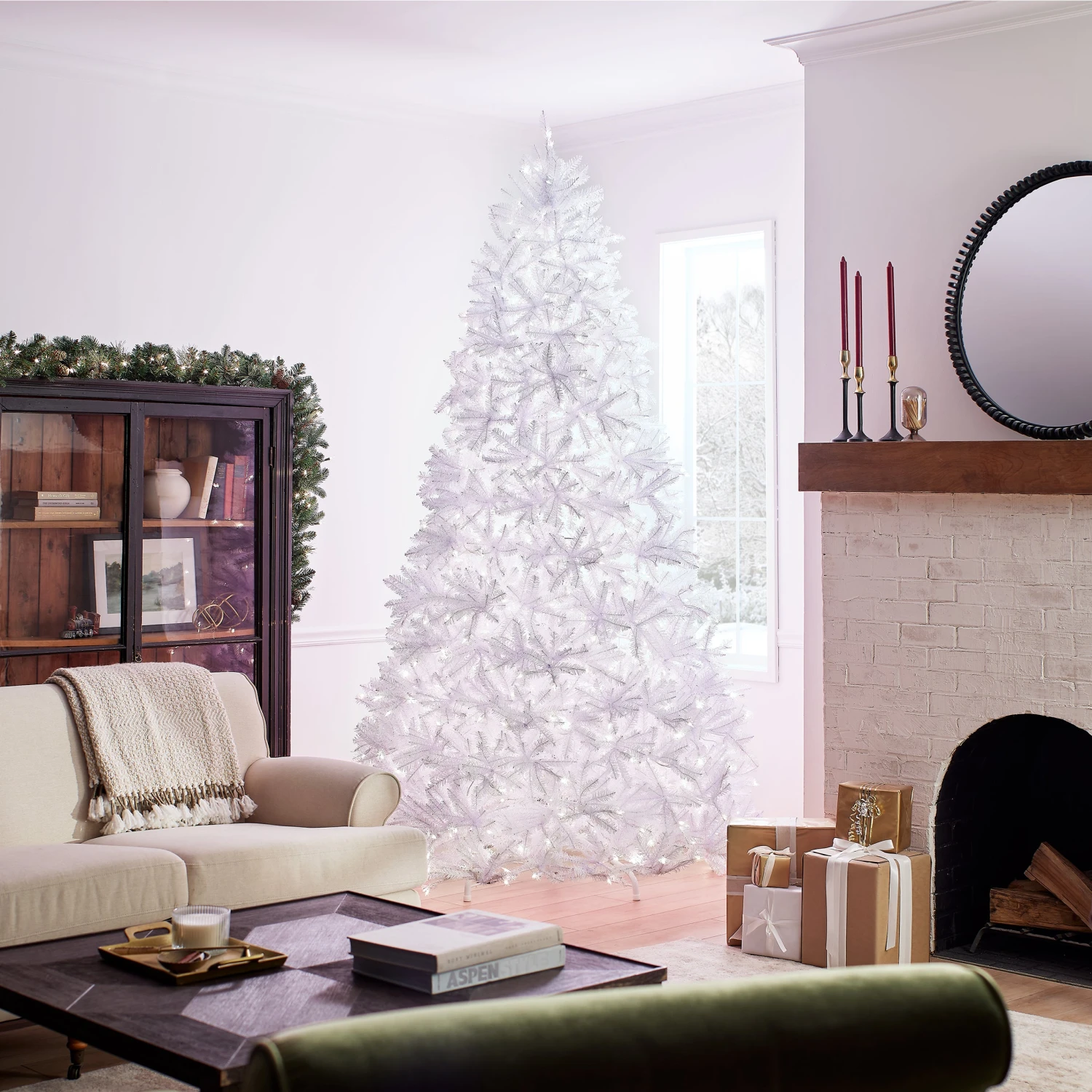 9 Ft. Pre-Lit Dunhill Fir White Tree With Clear Lights 6 9 Ft. Pre-Lit Dunhill Fir White Tree With Clear Lights - Image 6