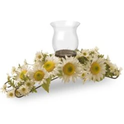25 In. Spring Sunflower White Candleholder