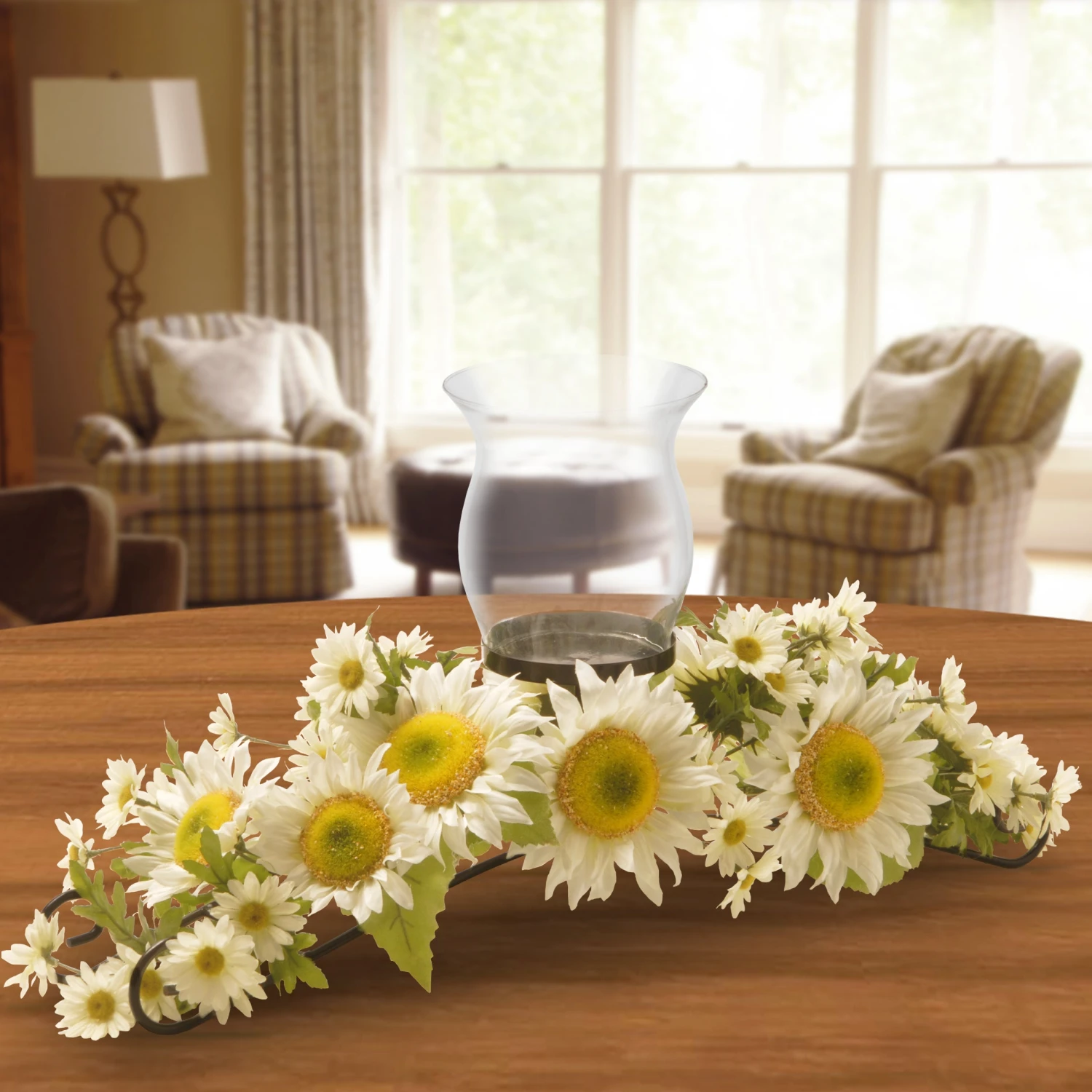 25 In. Spring Sunflower White Candleholder 2 25 In. Spring Sunflower White Candleholder - Image 2
