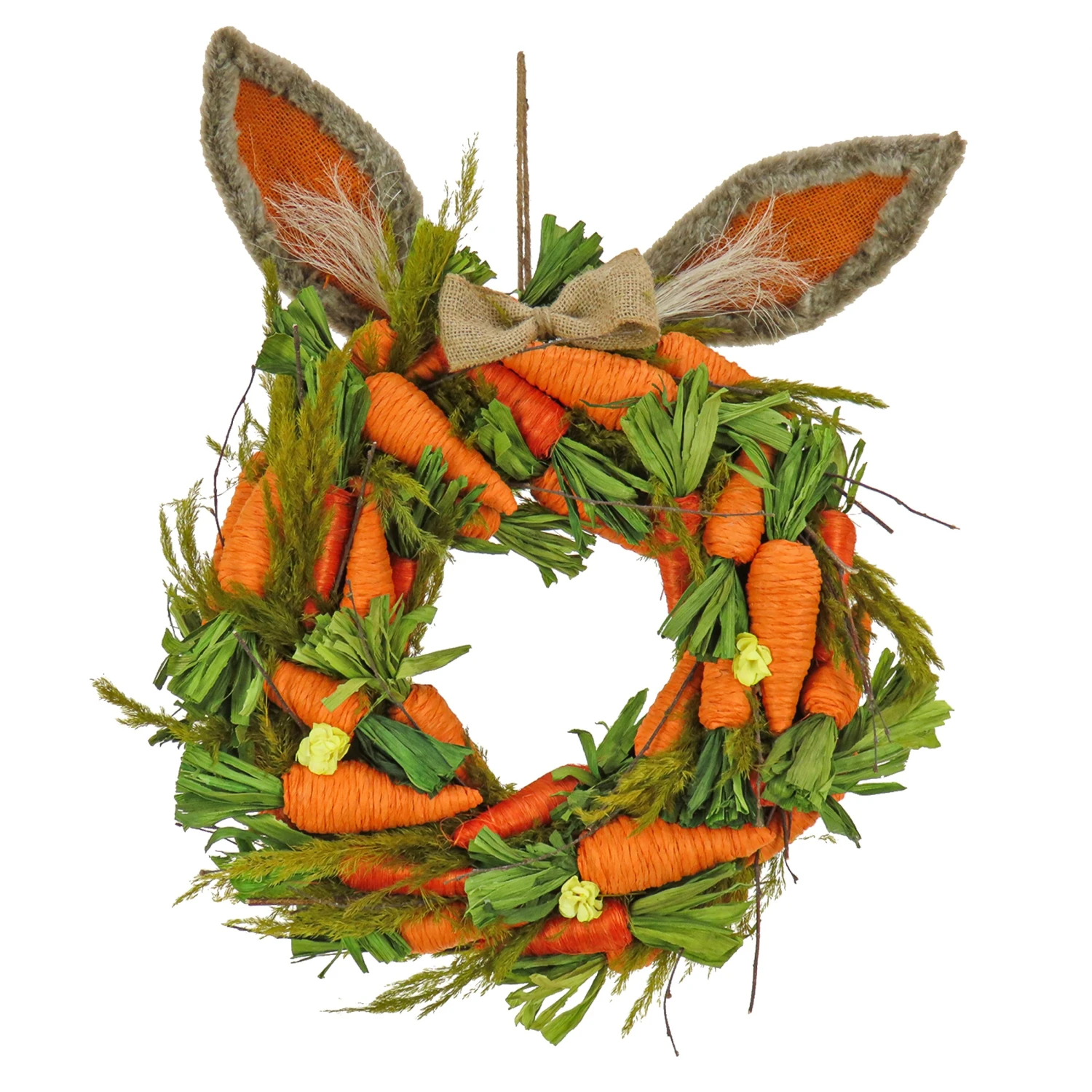 16 In. Easter Wreath Decorated With Carrots And Leafy Greens 1 16 In. Easter Wreath Decorated With Carrots And Leafy Greens