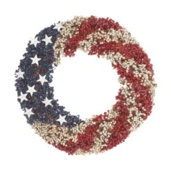 19 In. Patriotic Wreath With Red White And Blue Berry Clusters White Stars