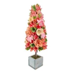 19 In. Pastel Colors Spring Floral Cone Tree