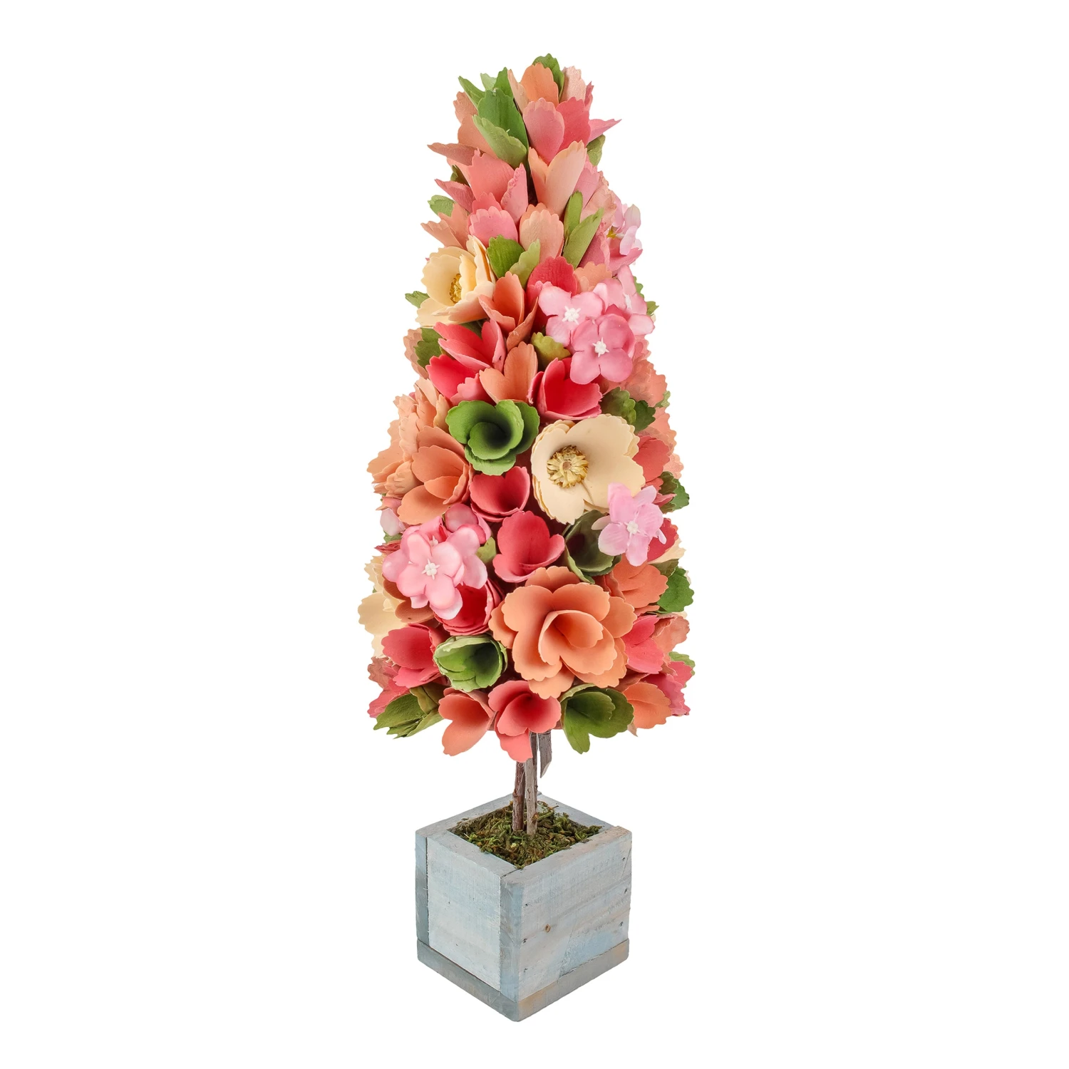 19 In. Pastel Colors Spring Floral Cone Tree 1 19 In. Pastel Colors Spring Floral Cone Tree