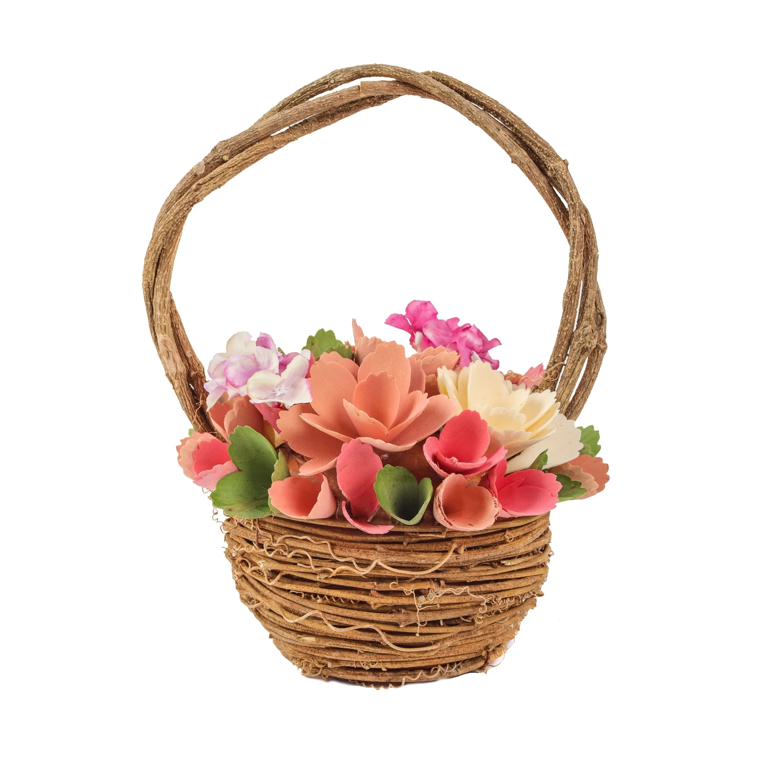 10 In. Spring Pink Multi Floral Basket 1 10 In. Spring Pink Multi Floral Basket