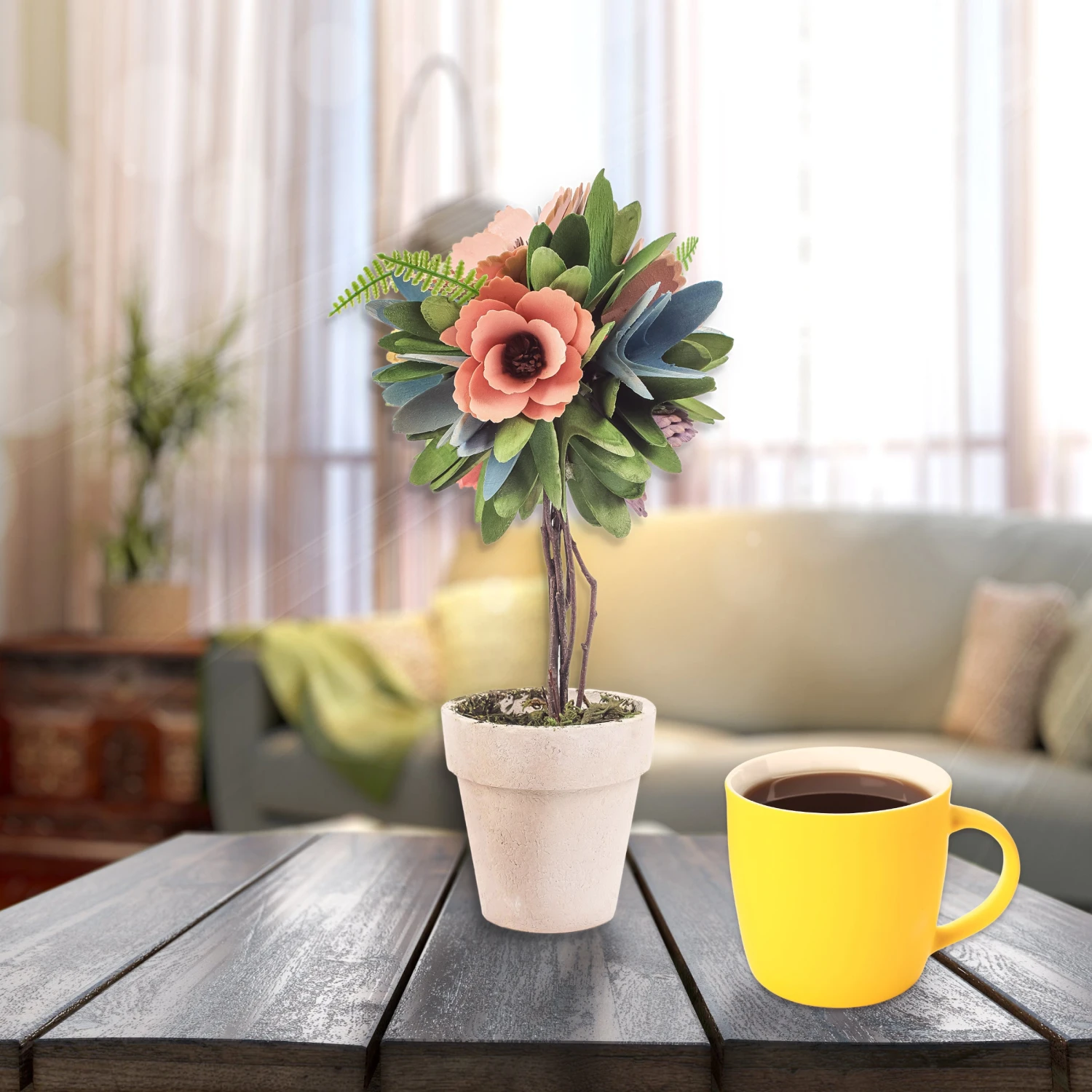 12 In. Spring Multicolor Floral Topiary Decor 2 12 In. Spring Multicolor Floral Topiary Decor - Image 2