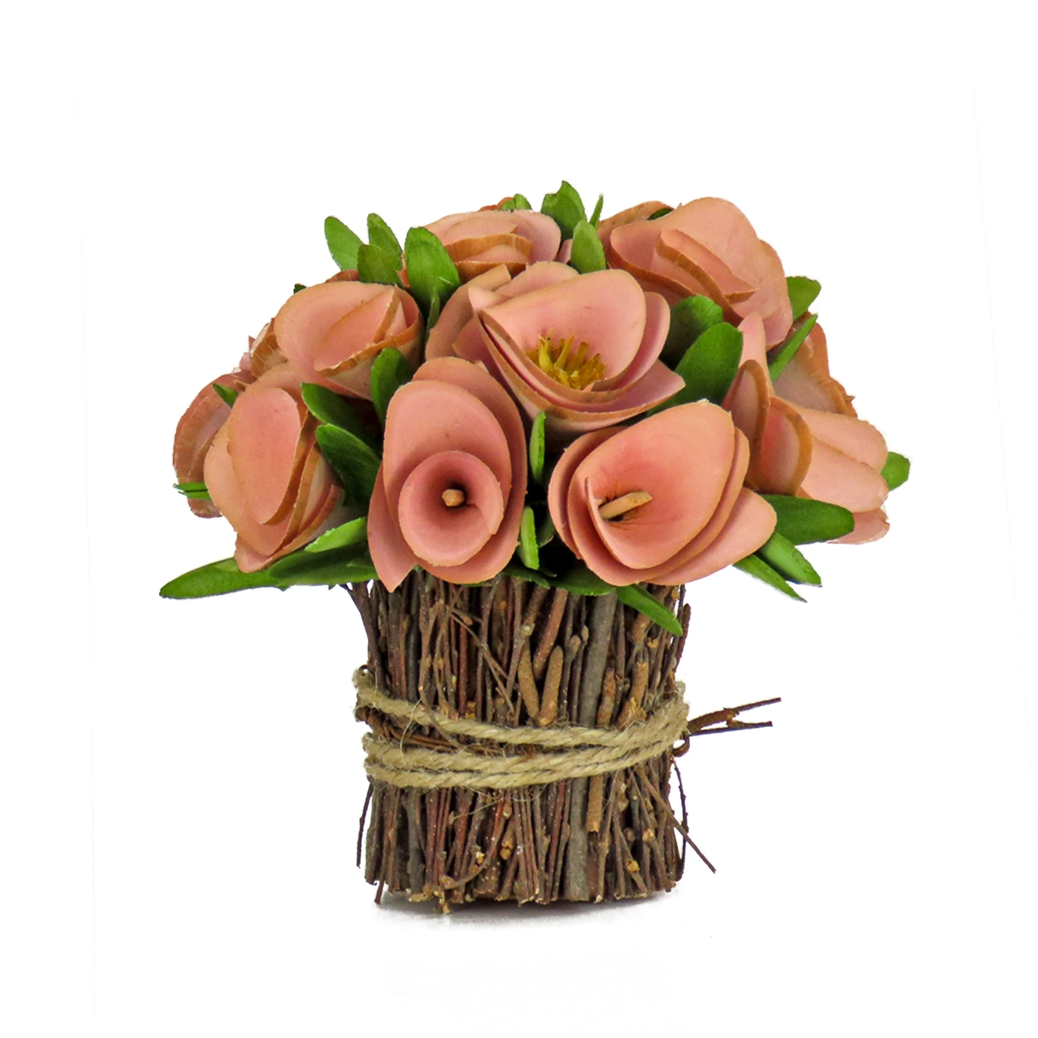 7 In. Spring Floral Bundle With Pink Floral Blooms, Twig Base 1 7 In. Spring Floral Bundle With Pink Floral Blooms, Twig Base