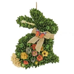 22 In. Easter Bunny Hanging Silhouette Decorated With Colorful Flower Blooms