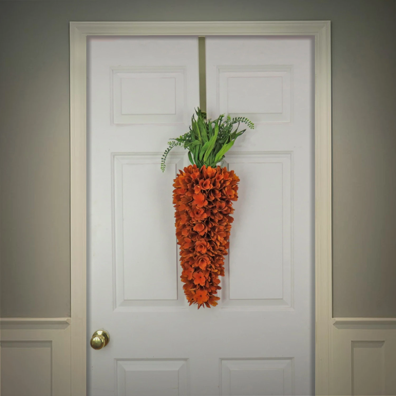 28 In. Easter Carrot Hanging Decoration Decorated With Orange Flower Blooms 2 28 In. Easter Carrot Hanging Decoration Decorated With Orange Flower Blooms - Image 2