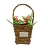 15 In. Easter Woven Basket Decorated With ColorfulFlower Blooms And Leafy Greens