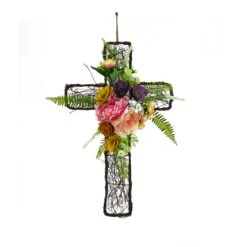 23 In. Easter Floral Cross Decoration