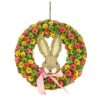 16 In. Easter Wreath Decorated With Colorful Flower Blooms, Bunny Head