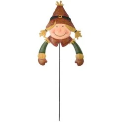 26 In. Scarecrow Girl Garden Stake Outdoor Fall Decoration