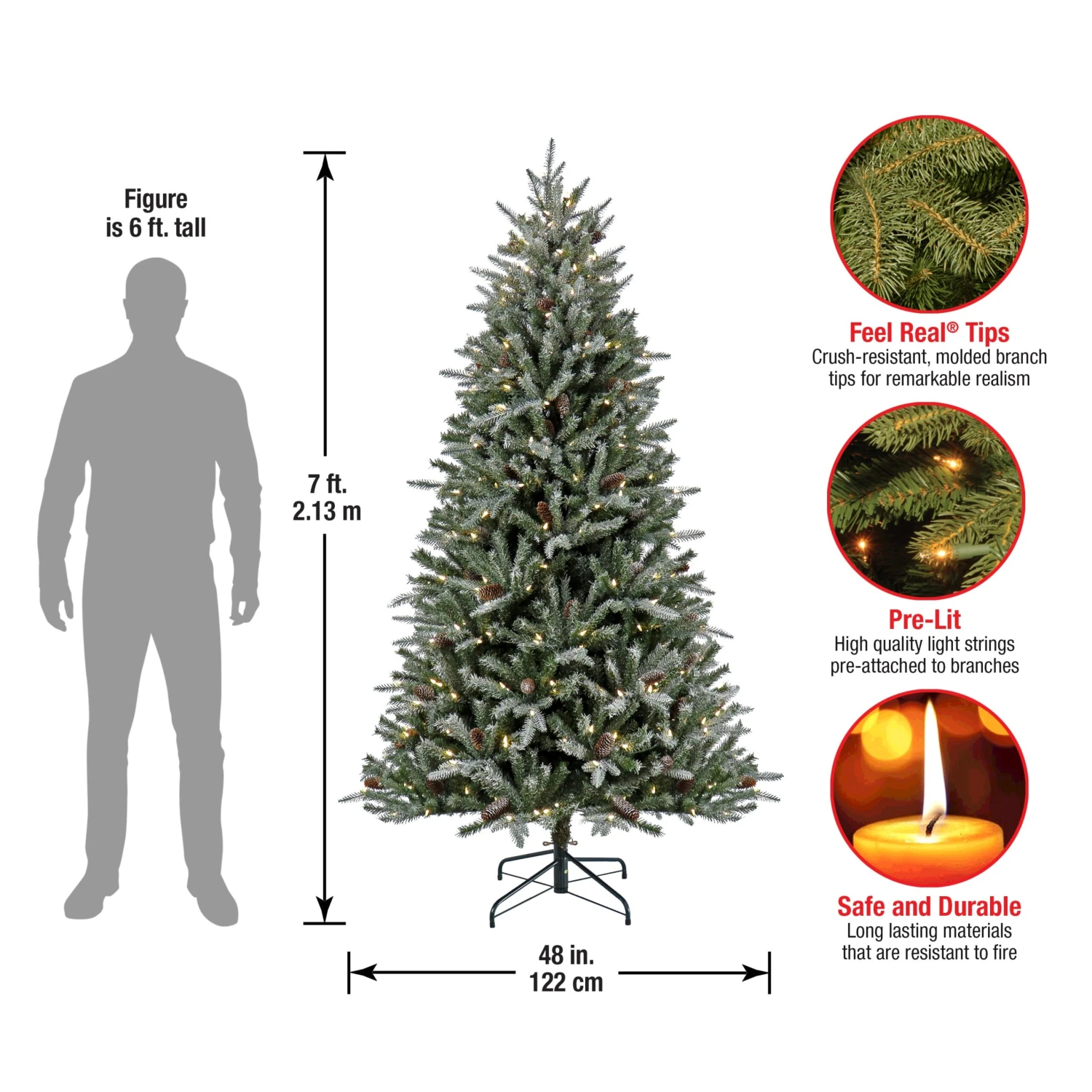 7 Ft. Pre-Lit Snowy Olallie Pine Tree With LED Lights 5 7 Ft. Pre-Lit Snowy Olallie Pine Tree With LED Lights - Image 5