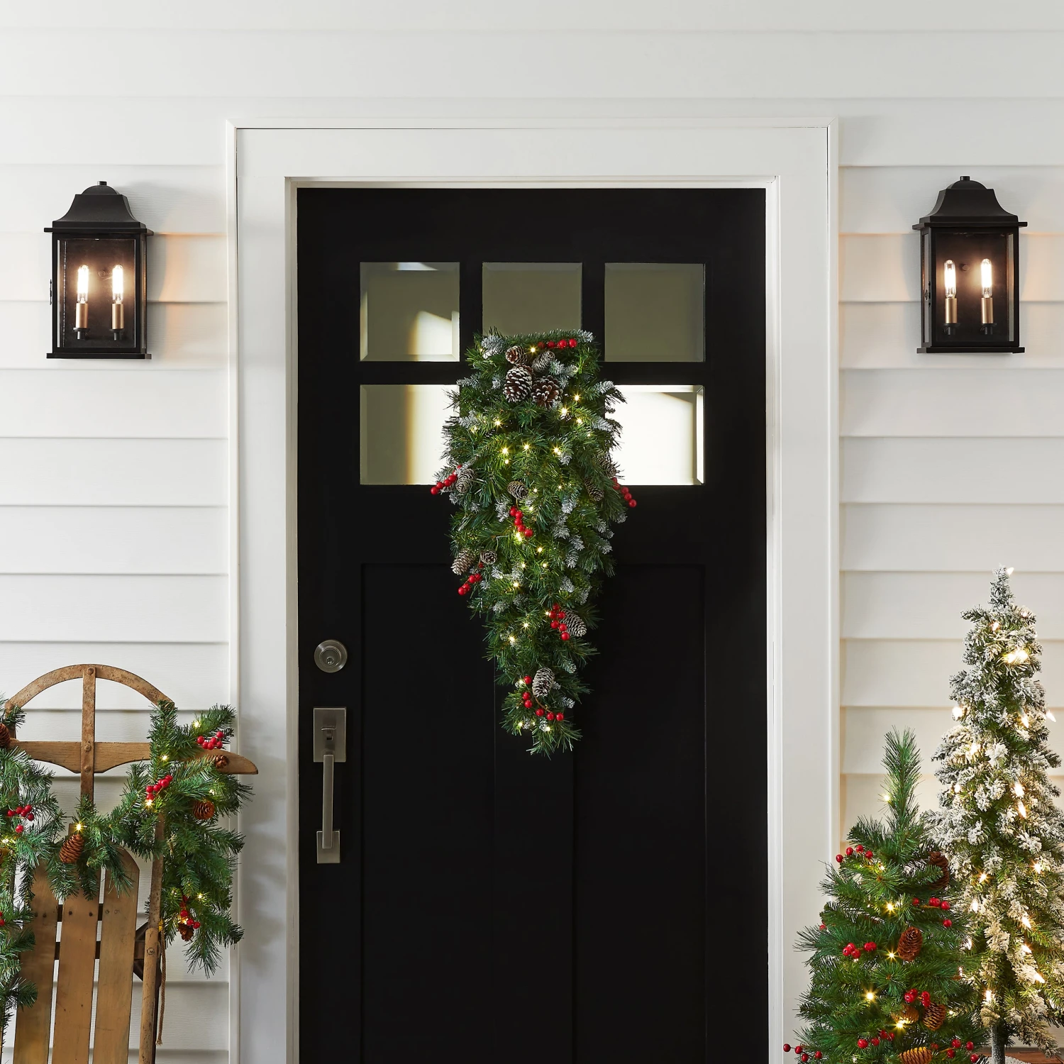 36 In. Pre-Lit Frosted Berry Teardrop With LED Lights 2 36 In. Pre-Lit Frosted Berry Teardrop With LED Lights - Image 2