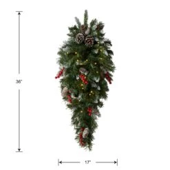 36 In. Pre-Lit Frosted Berry Teardrop With LED Lights 7 36 In. Pre-Lit Frosted Berry Teardrop With LED Lights -Christmas Trees Sales FRB 3TDL B1 Silo Dim