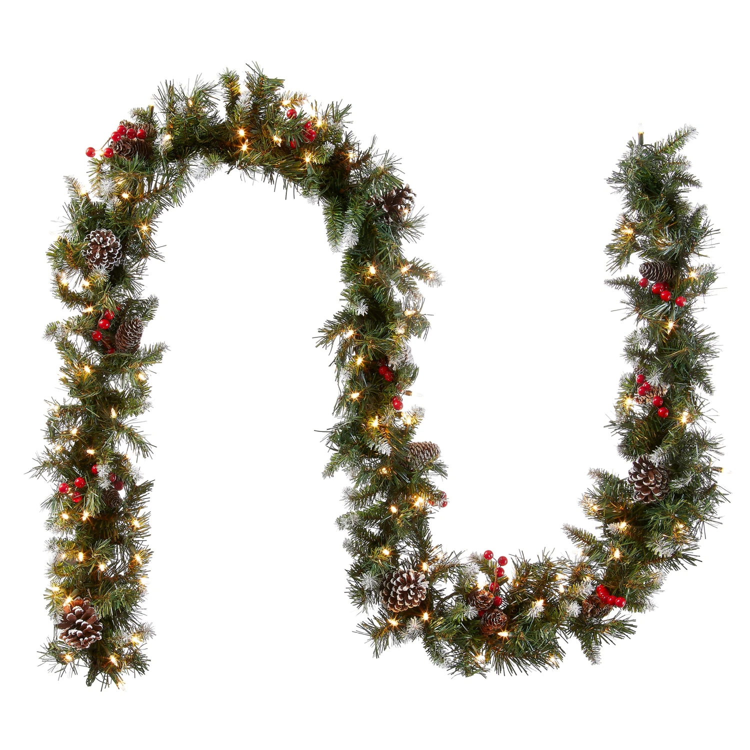 9 Ft. Pre-Lit Frosted Berry Garland With Clear Lights 1 9 Ft. Pre-Lit Frosted Berry Garland With Clear Lights