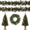 Pre-Lit Frosted Berry Assortment With 2 Entrance Trees, 1 Wreath, 2 Garland