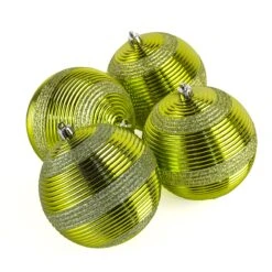 4-Piece Shatterproof Swirling Lime Green Ornaments 10 4-Piece Shatterproof Swirling Lime Green Ornaments -Christmas Trees Sales FRT100 AH112601 4