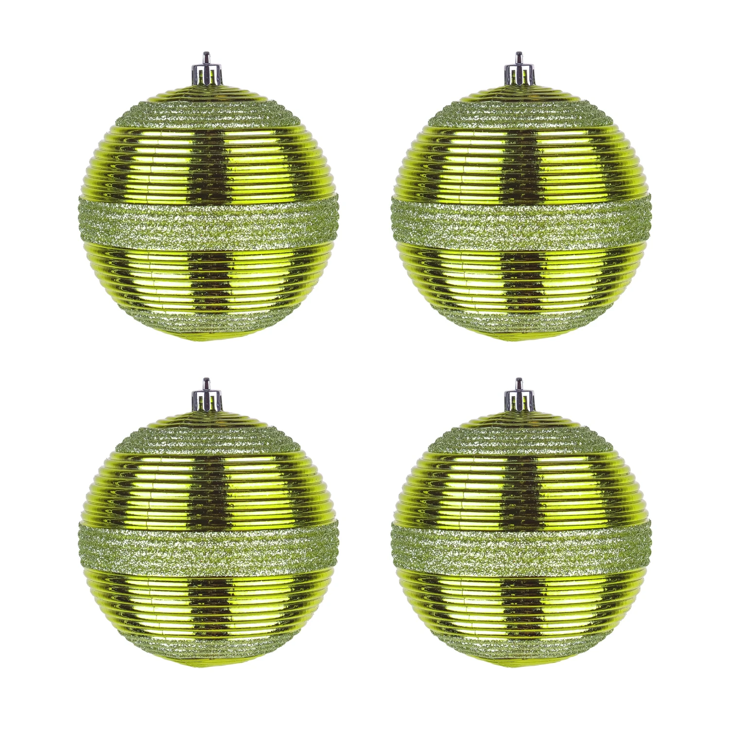 4-Piece Shatterproof Swirling Lime Green Ornaments 5 4-Piece Shatterproof Swirling Lime Green Ornaments - Image 5