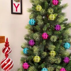 4-Piece Shatterproof Swirling Lime Green Ornaments 12 4-Piece Shatterproof Swirling Lime Green Ornaments -Christmas Trees Sales FRT100 AH112601 6