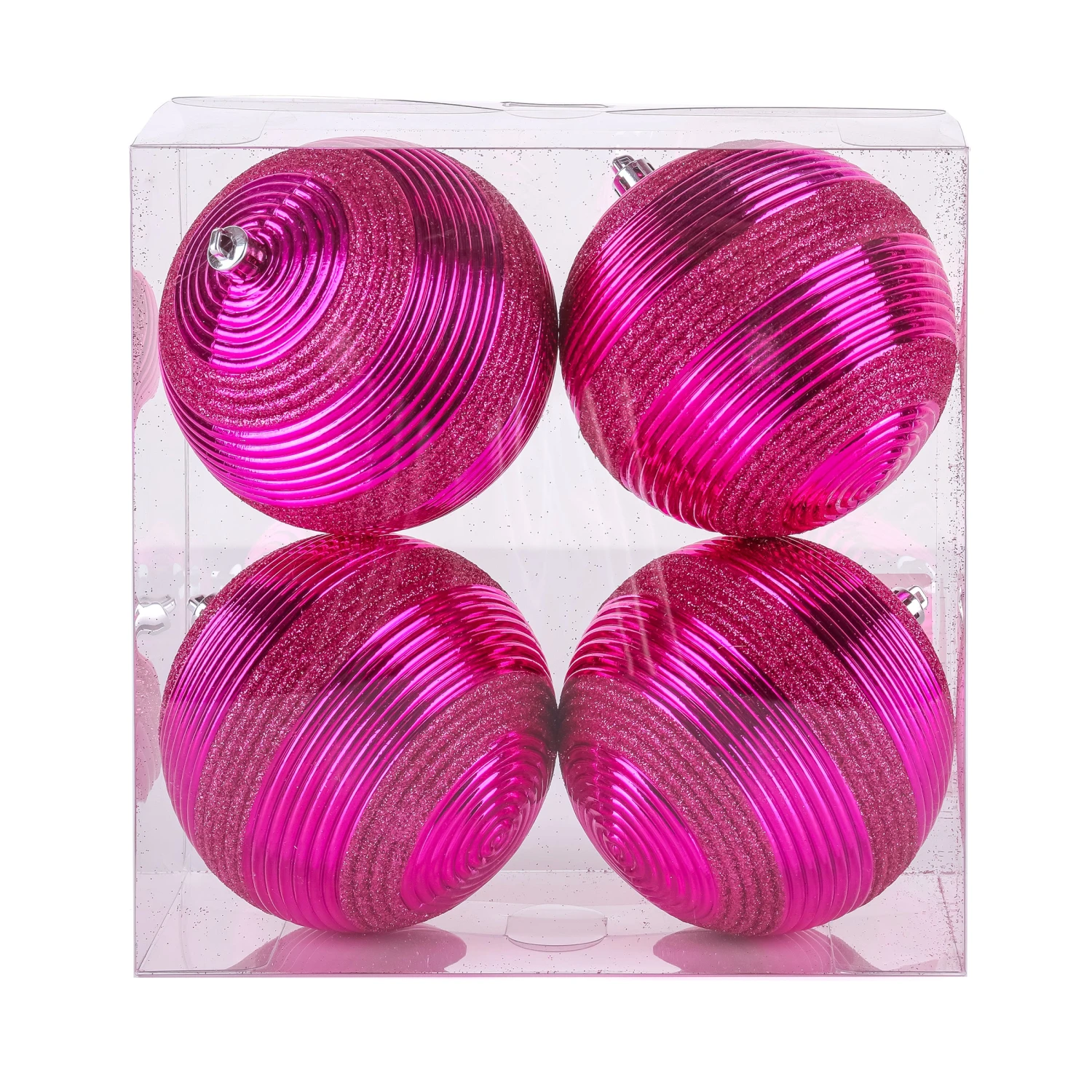 4-Piece Shatterproof Swirling Pink Ornaments 1 4-Piece Shatterproof Swirling Pink Ornaments
