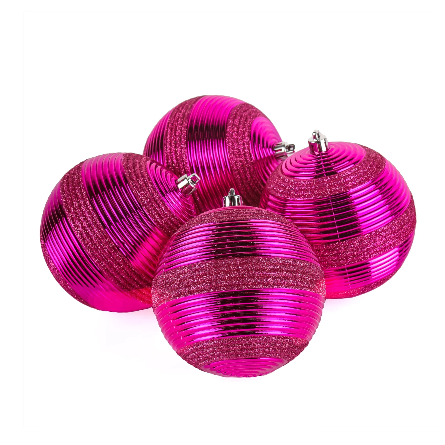 4-Piece Shatterproof Swirling Pink Ornaments 4 4-Piece Shatterproof Swirling Pink Ornaments - Image 4