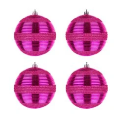4-Piece Shatterproof Swirling Pink Ornaments 11 4-Piece Shatterproof Swirling Pink Ornaments -Christmas Trees Sales FRT100 AH112602 5