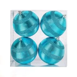4-Piece Shatterproof Swirling Blue Ornaments