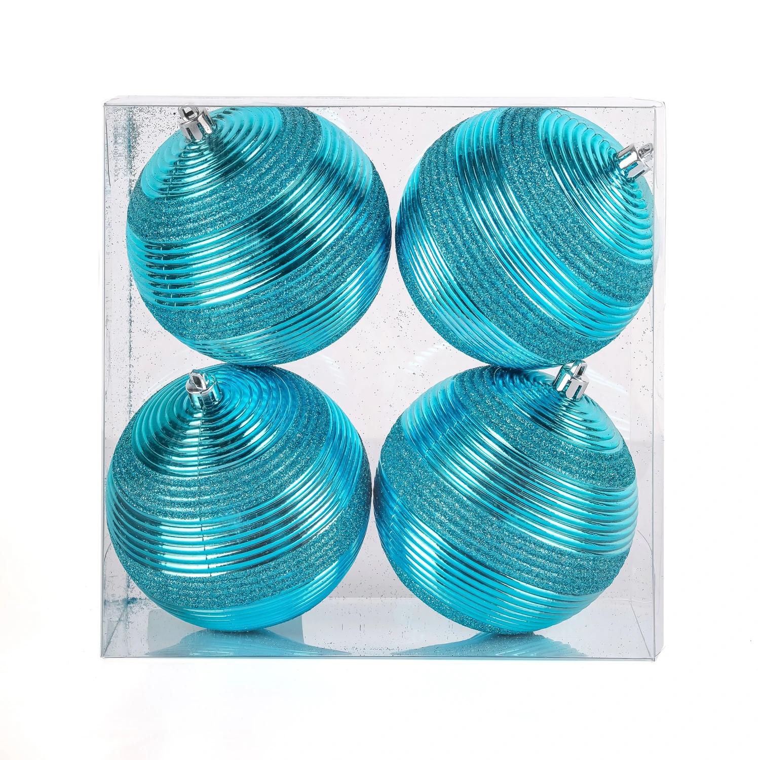 4-Piece Shatterproof Swirling Blue Ornaments 1 4-Piece Shatterproof Swirling Blue Ornaments