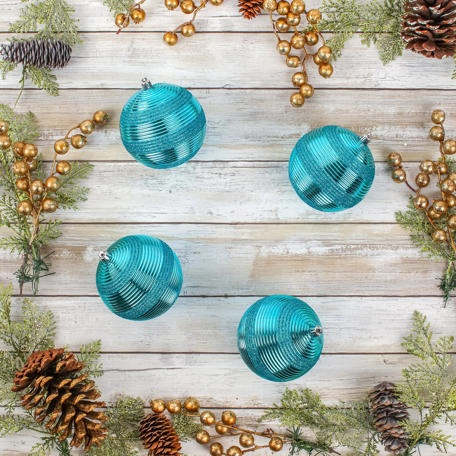 4-Piece Shatterproof Swirling Blue Ornaments 2 4-Piece Shatterproof Swirling Blue Ornaments - Image 2