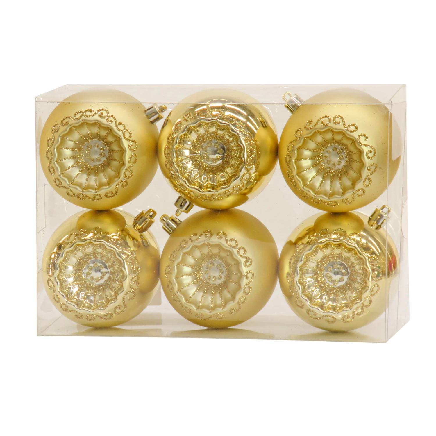 6-Piece Shatterproof Glittering Gold Ornaments 1 6-Piece Shatterproof Glittering Gold Ornaments