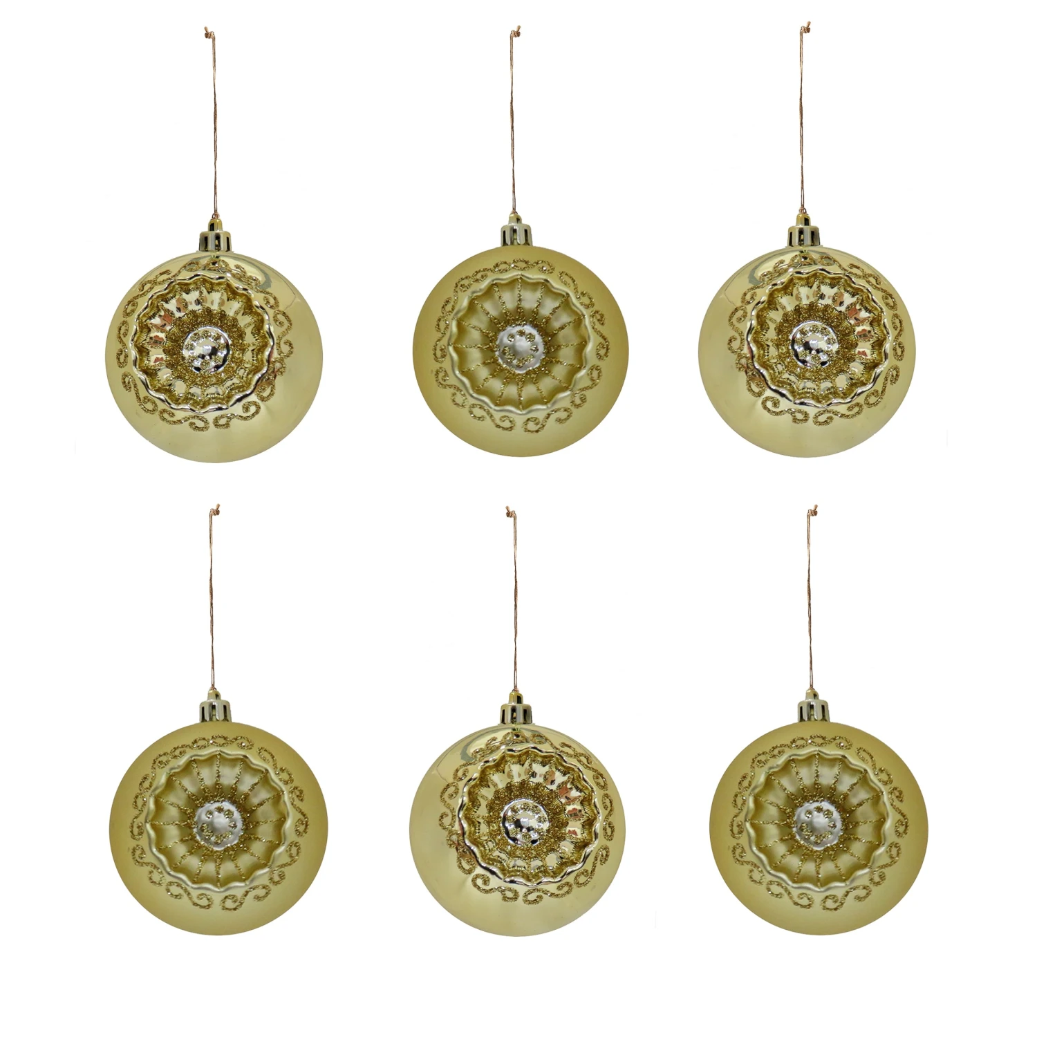 6-Piece Shatterproof Glittering Gold Ornaments 5 6-Piece Shatterproof Glittering Gold Ornaments - Image 5